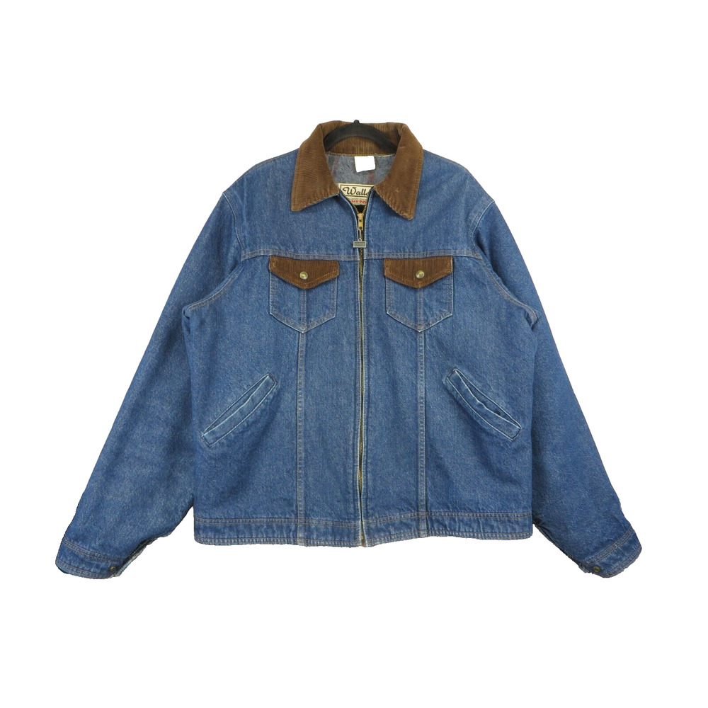 VTG Walls Blizzard Pruf Jacket Mens XL Blue Denim Chore Barn Blanket Lined Coat